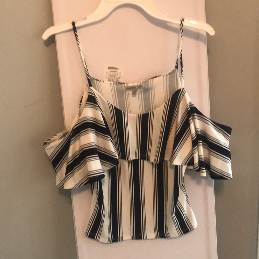 Striped blue/white soft tank top